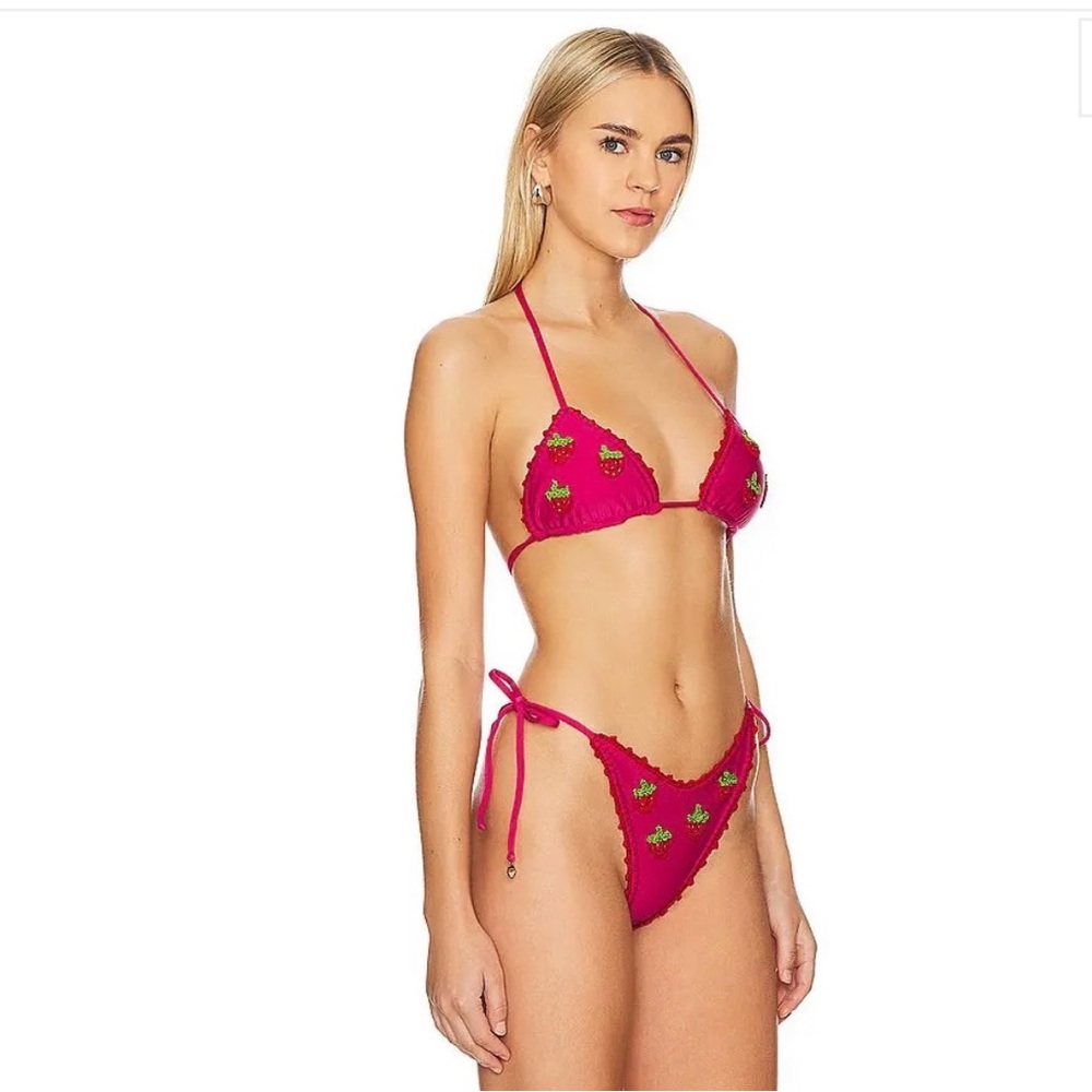 Capittana Meli Bikini Bottom (size S) & TWO Tops (sizes XS and S) in strawberry